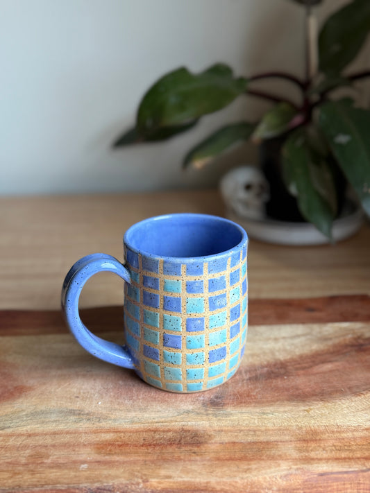 Blue Grid Mug