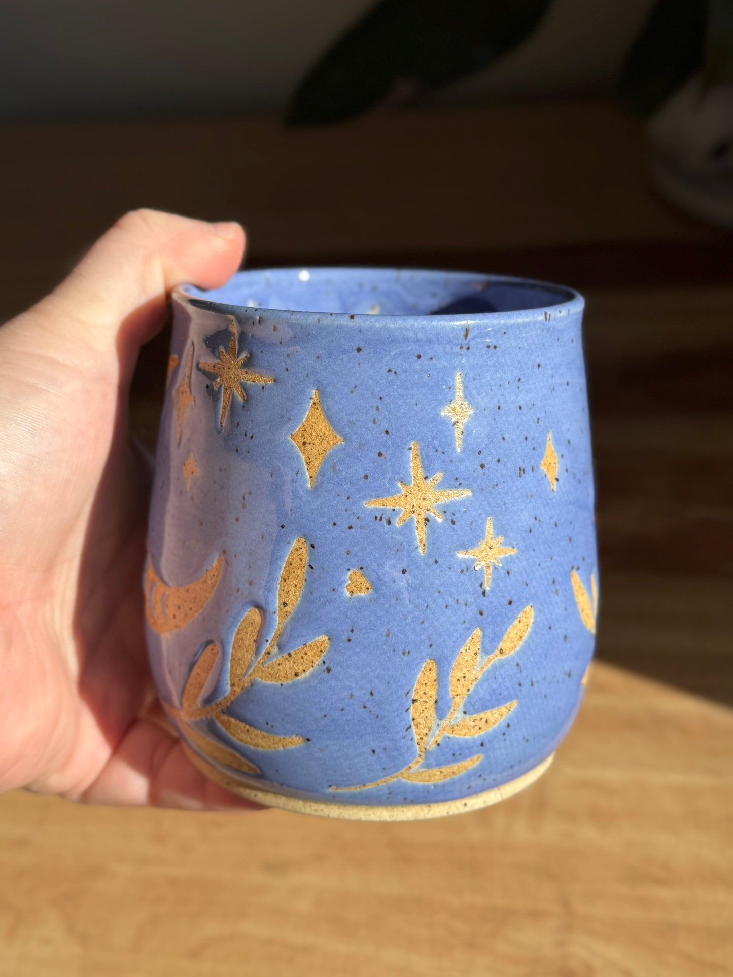 Periwinkle Moon and Leaves Cauldron