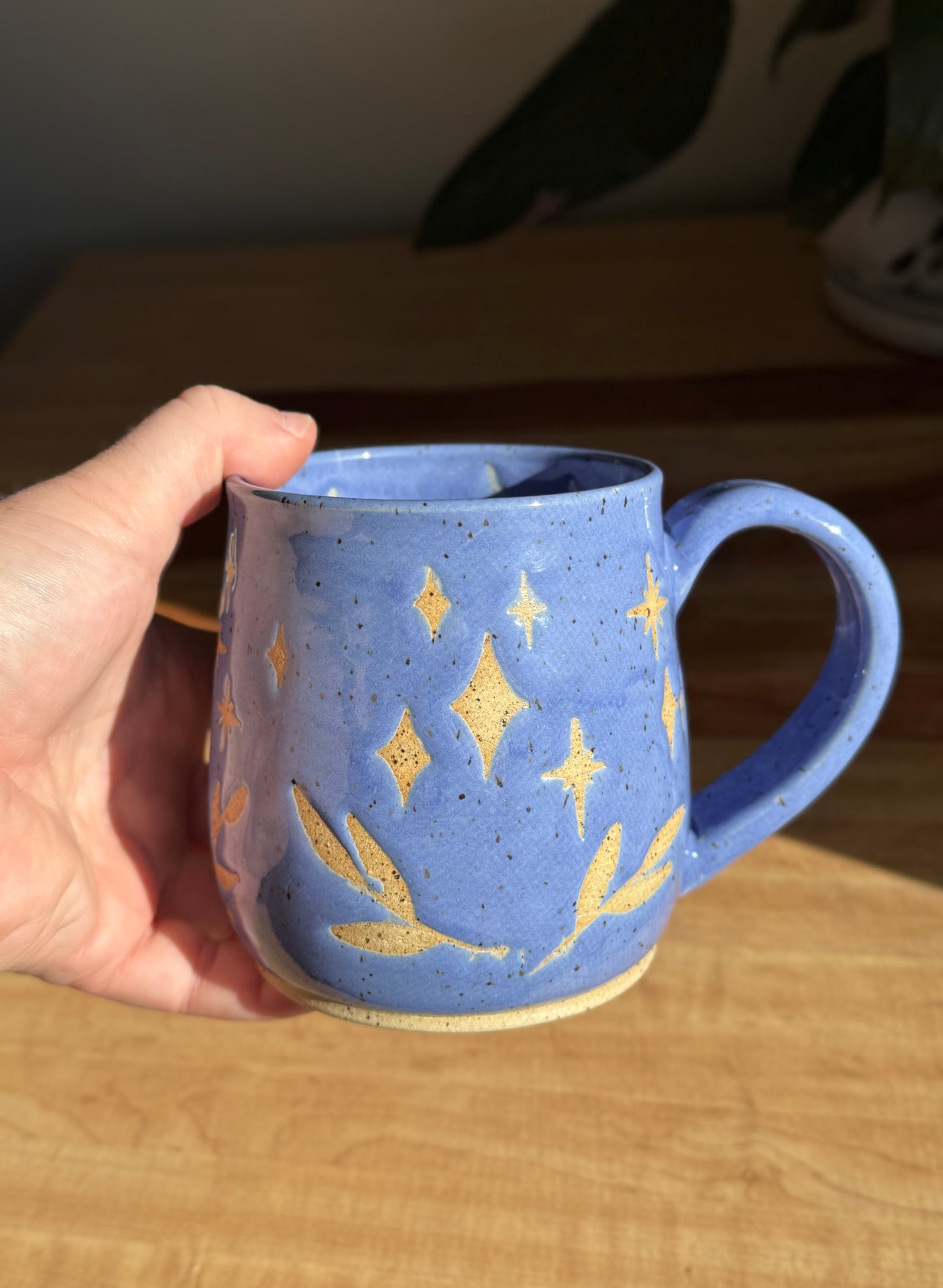 Periwinkle Moon and Leaves Cauldron