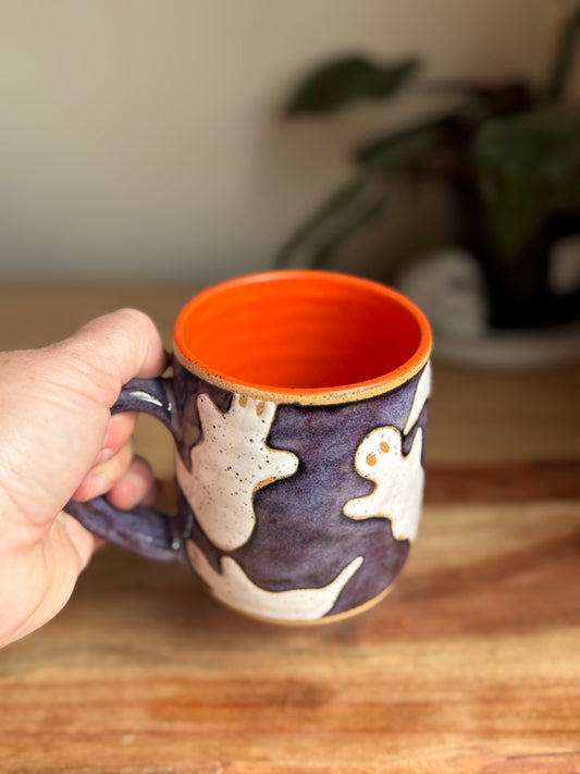 Purple/Orange Ghost Mug