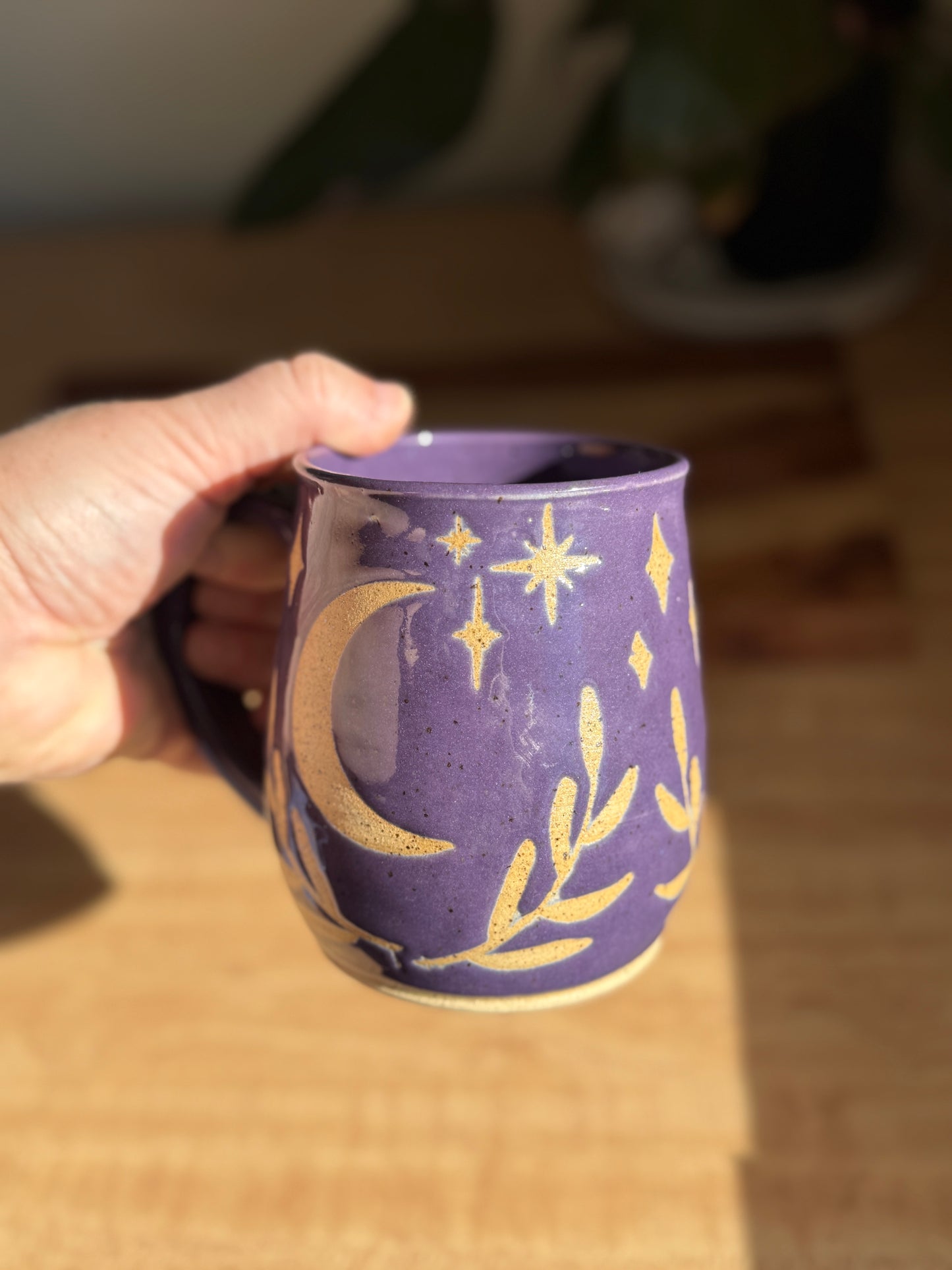 Purple Moon and Leaves Mug B