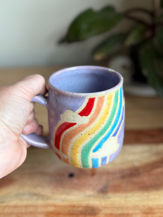 Lavender Rainbow and Clouds Mug