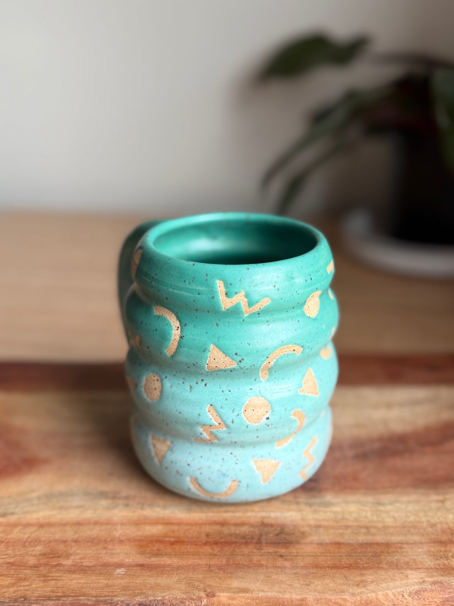 Retro Matte Teal/Blue Ombre Mug