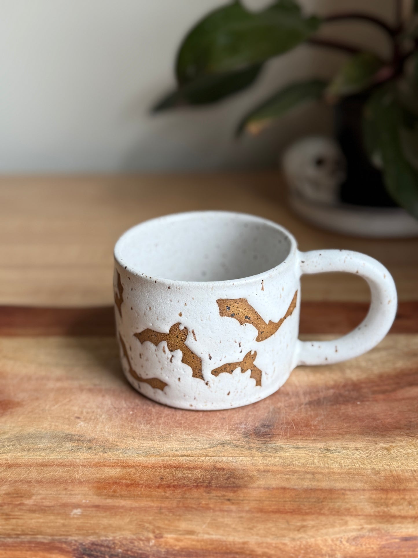 Skull and Bat White Mug