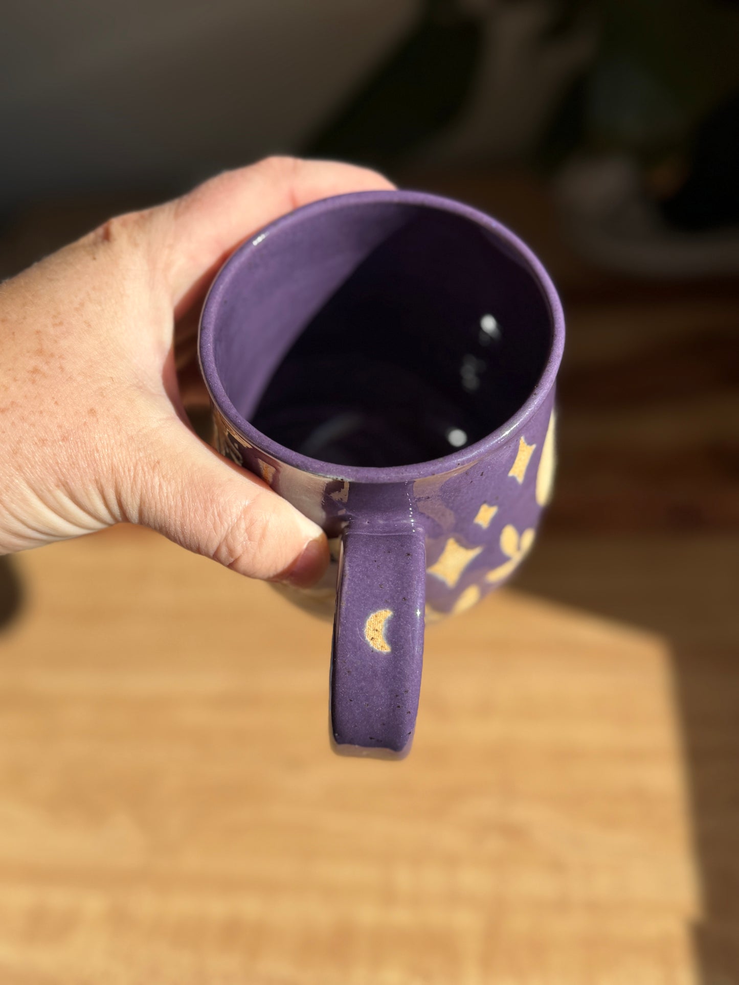 Purple Moon and Leaves Mug B