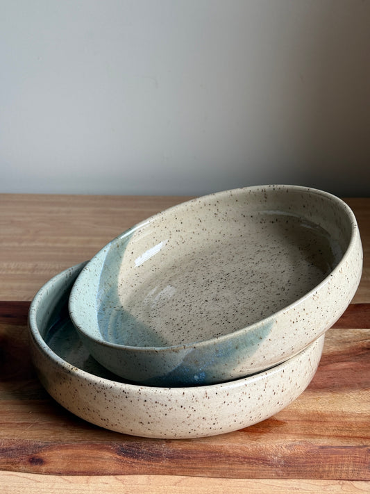 Speckled/ Blue Bowl Plate Set