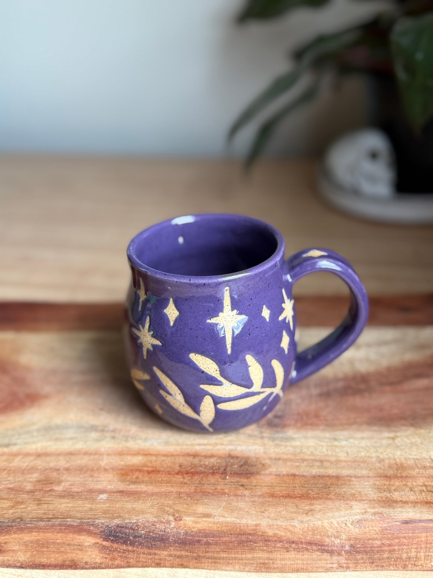 Purple Moon and Leaves A