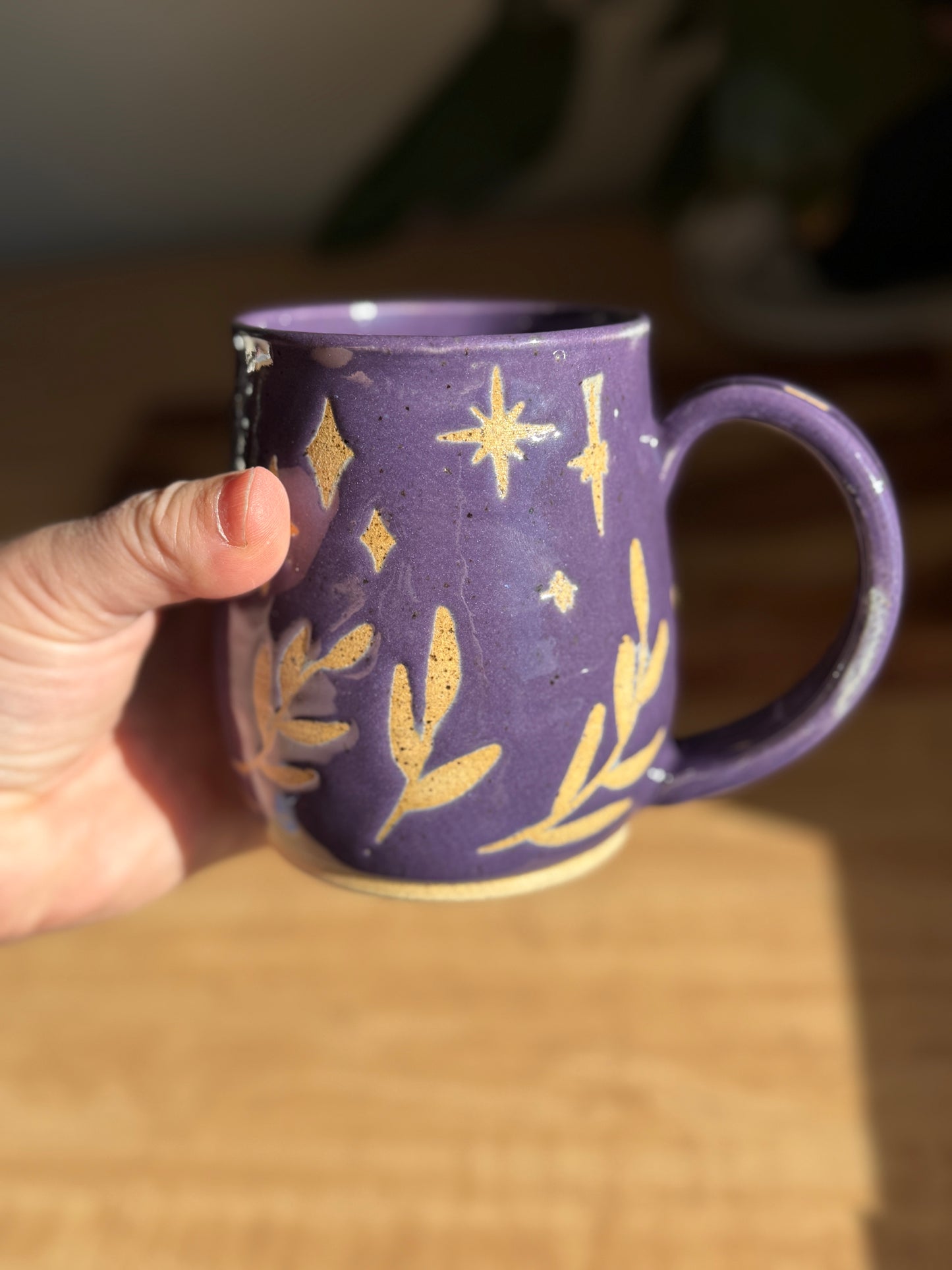Purple Moon and Leaves Mug B