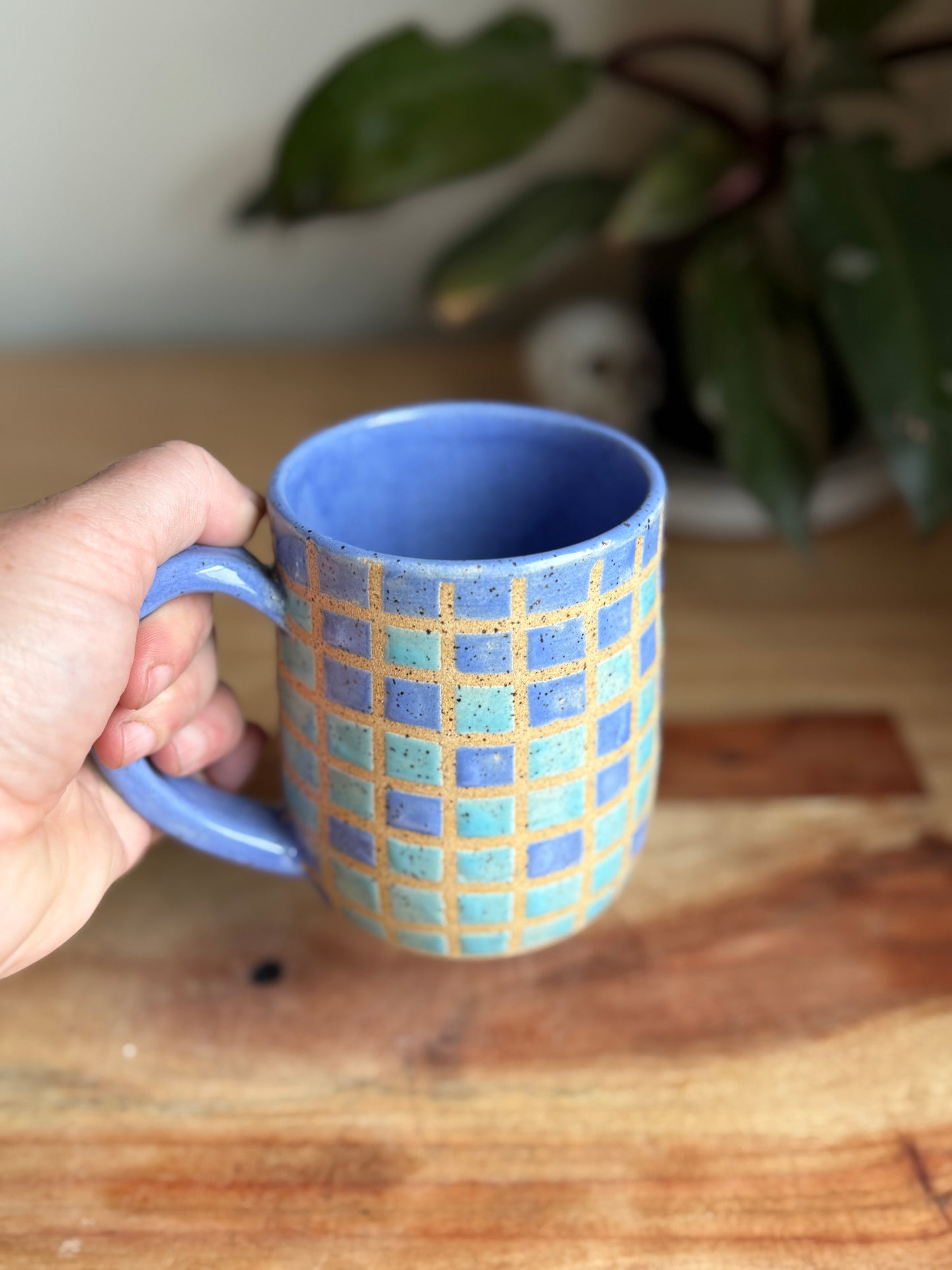 Blue Grid Mug
