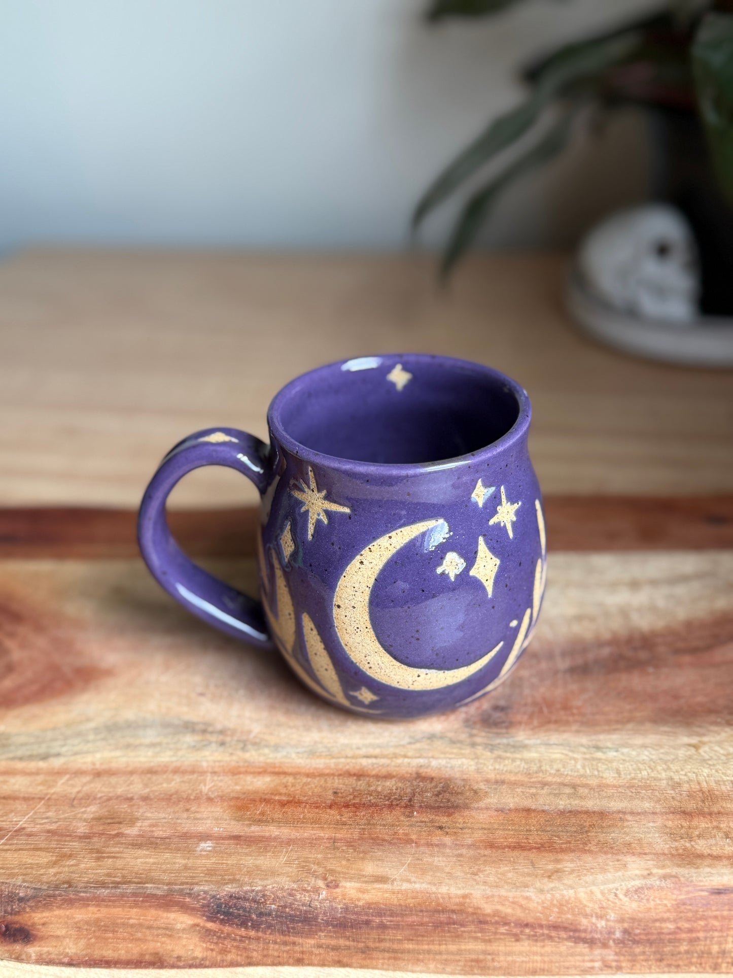 Purple Moon and Leaves A