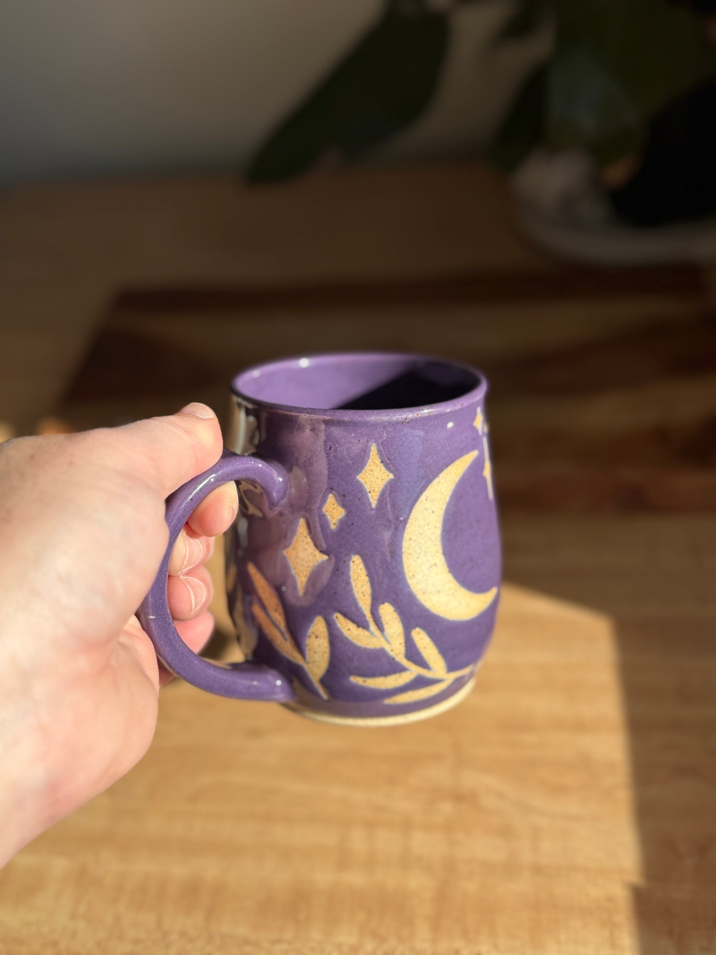 Purple Moon and Leaves Mug B