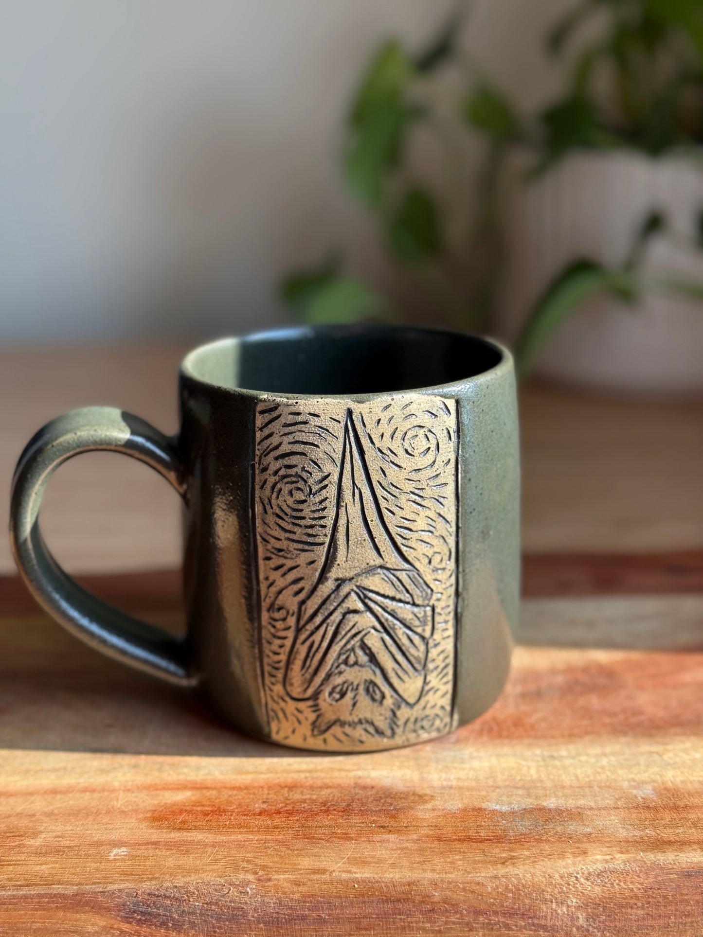 Carved Bat Mug