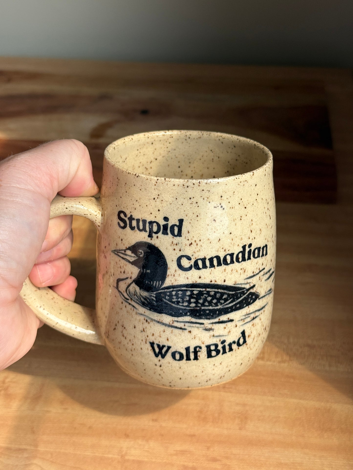 Stupid Canadian Wolf Bird Mug E