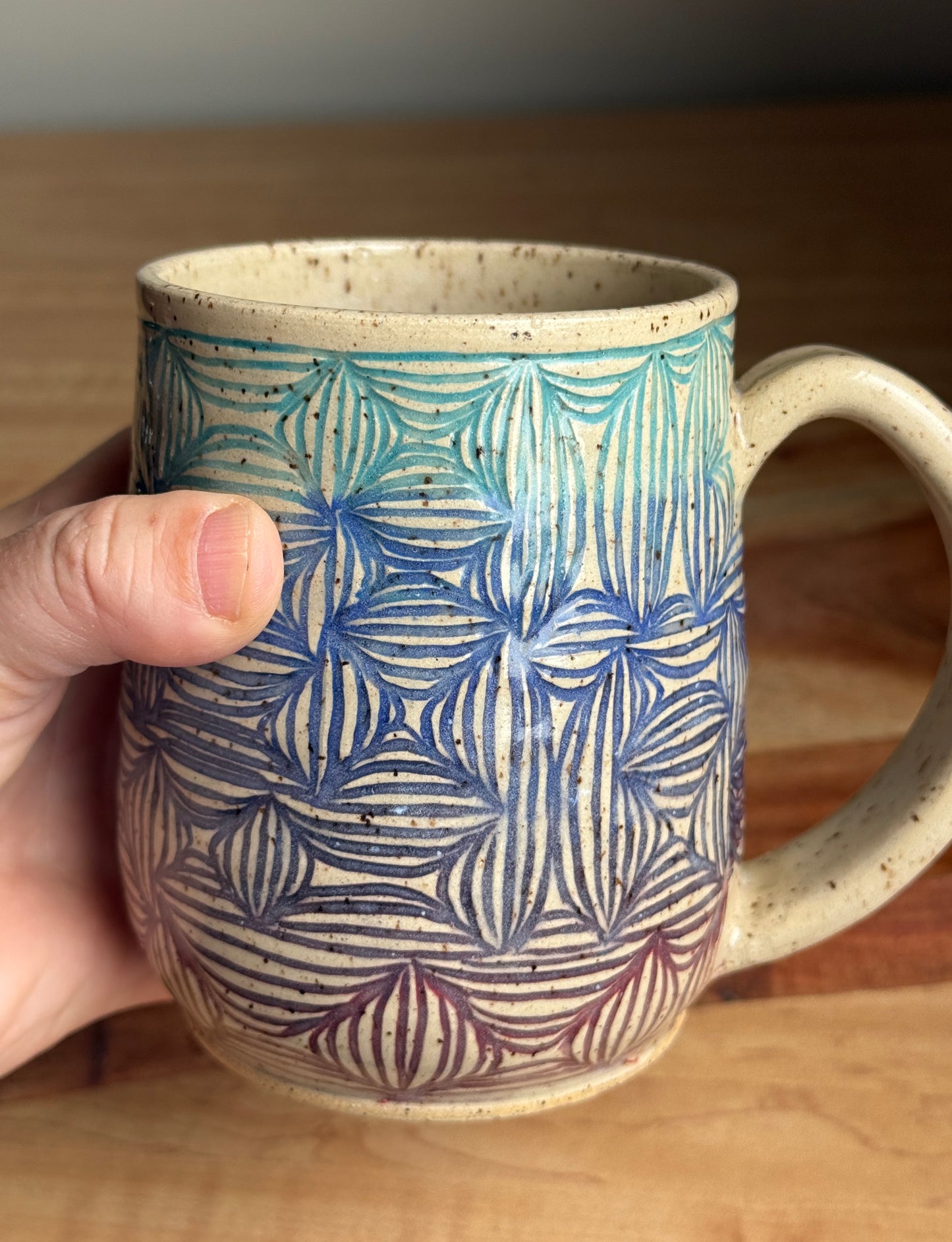 Abstract Carved Mug (Purple/Blue)