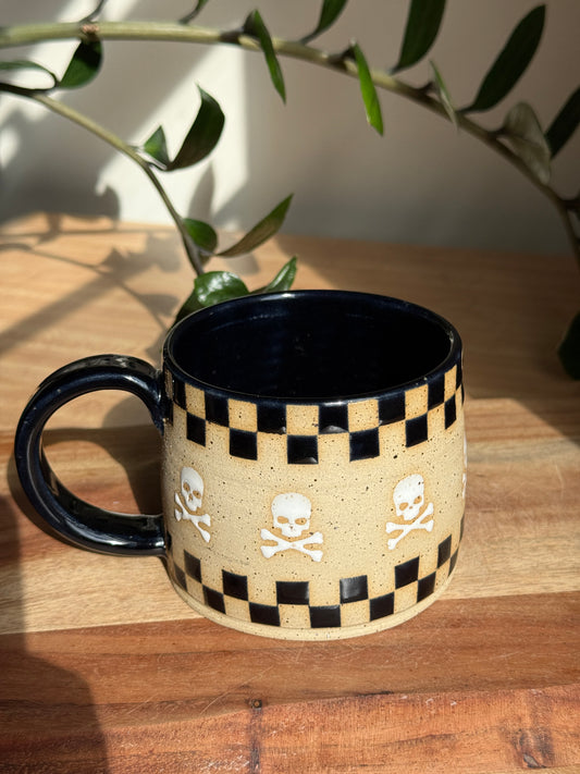 Checkered Skull Mug