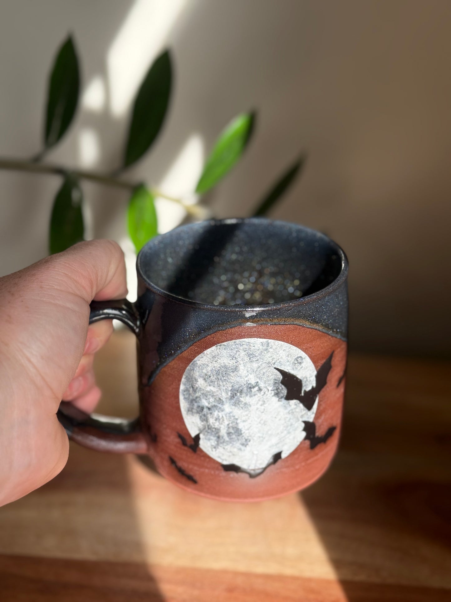 Sparkly Moon and Bat Mug B