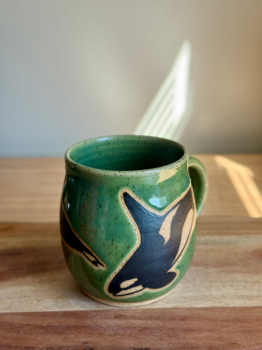 Green and Black Orca Mug