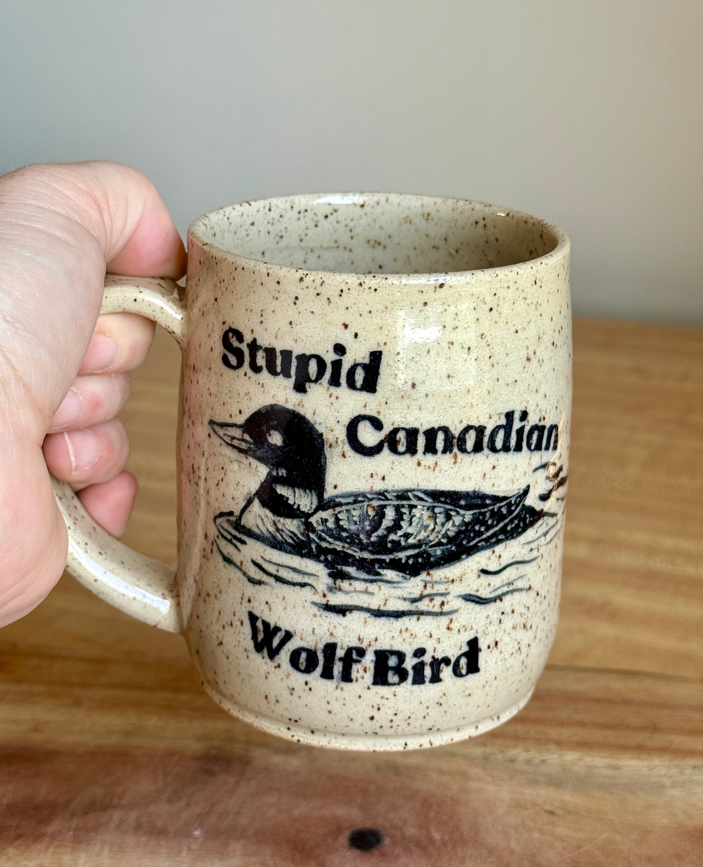 Stupid Canadian Wolf Bird Mug 6