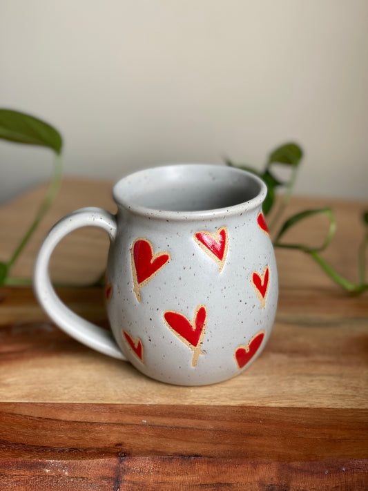 Matte Grey Heart Mug