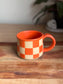 Matte Orange Checkered Mug