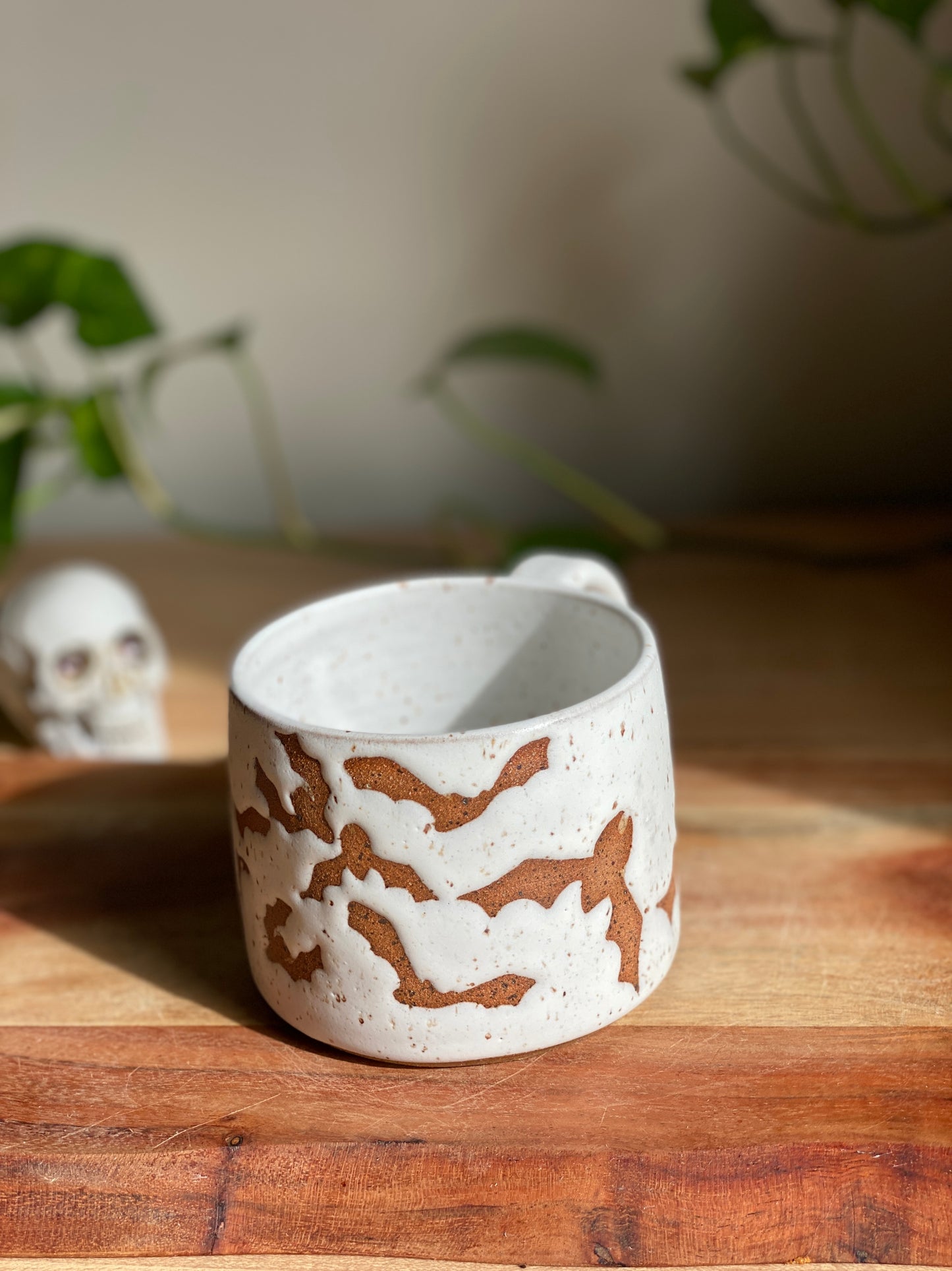 Skull and Bat White Mug