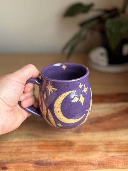 Purple Moon and Leaves A