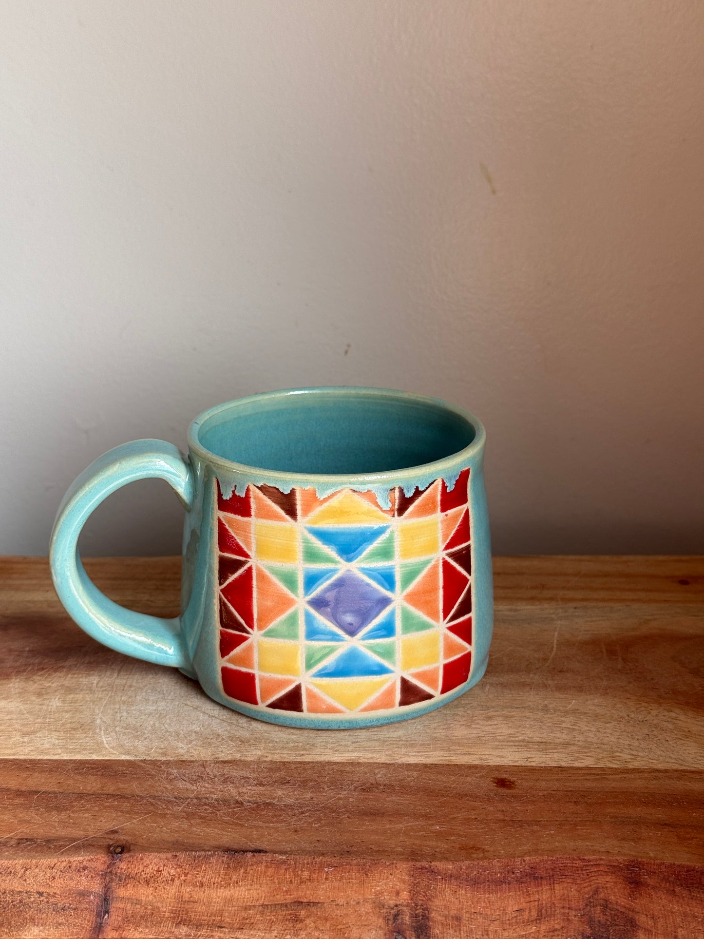 Rainbow Quilt Mug (Blue)