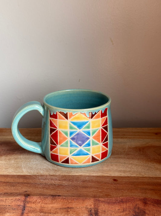 Rainbow Quilt Mug (Blue)