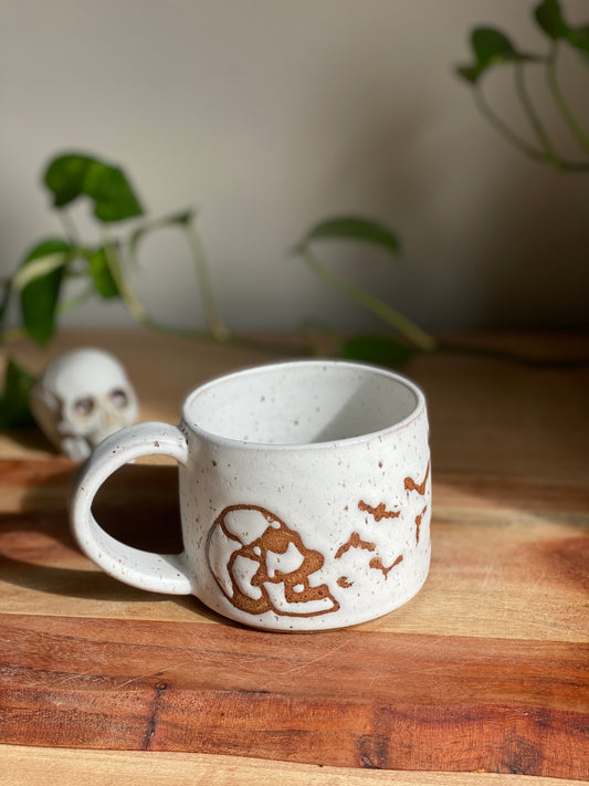 Skull and Bat White Mug