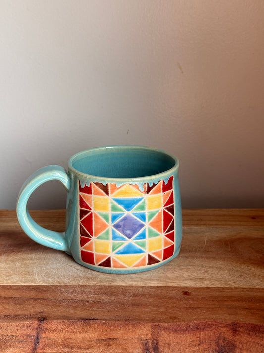 Rainbow Quilt Mug (Blue)