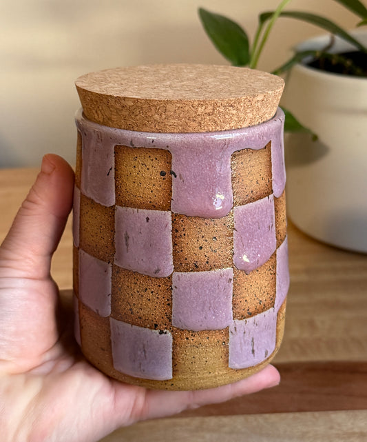 Purple Checkered Jar