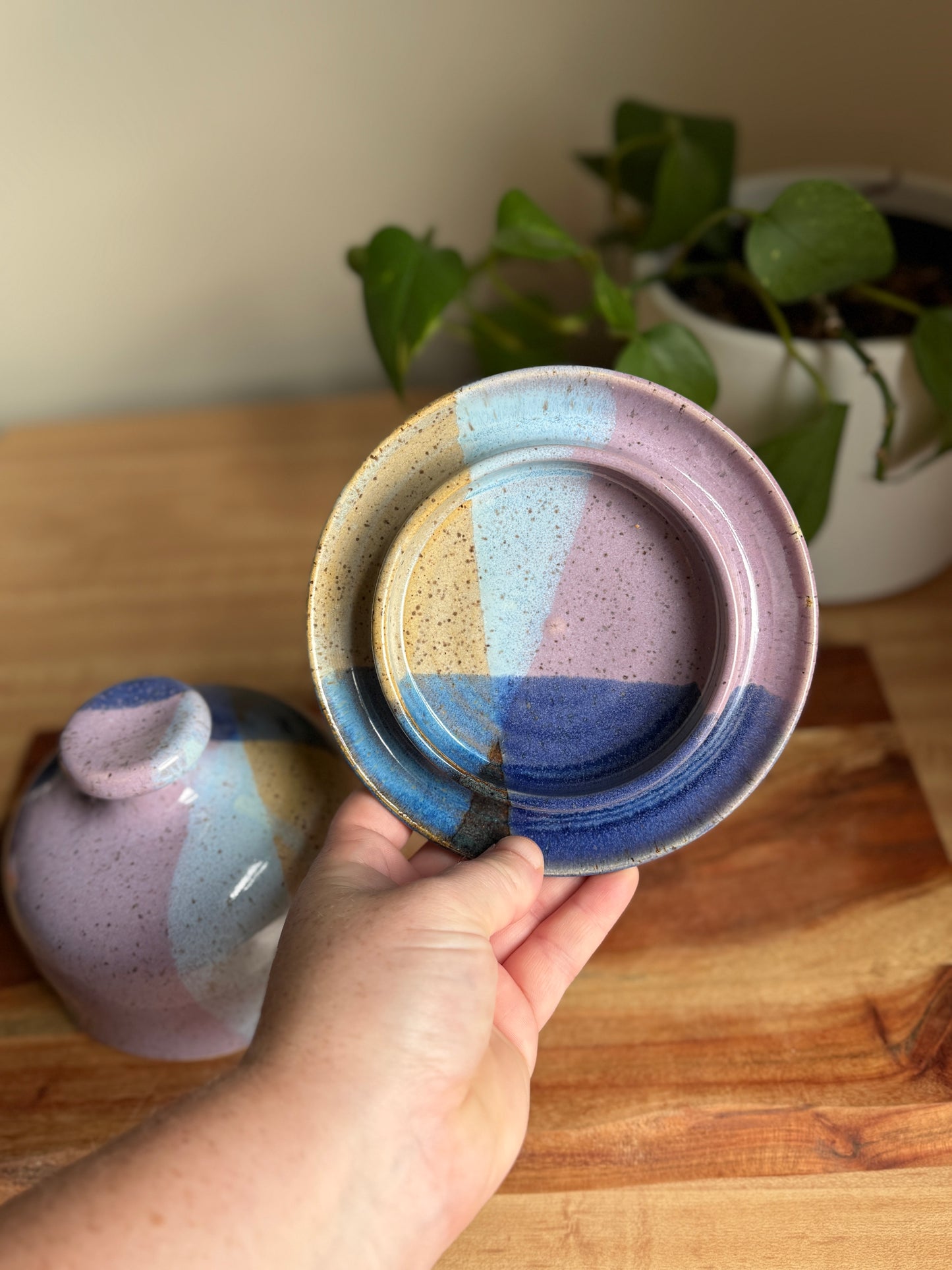 Blue/Purple Colourblocked Butterdish