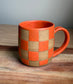 Matte Orange Checkered Mug B