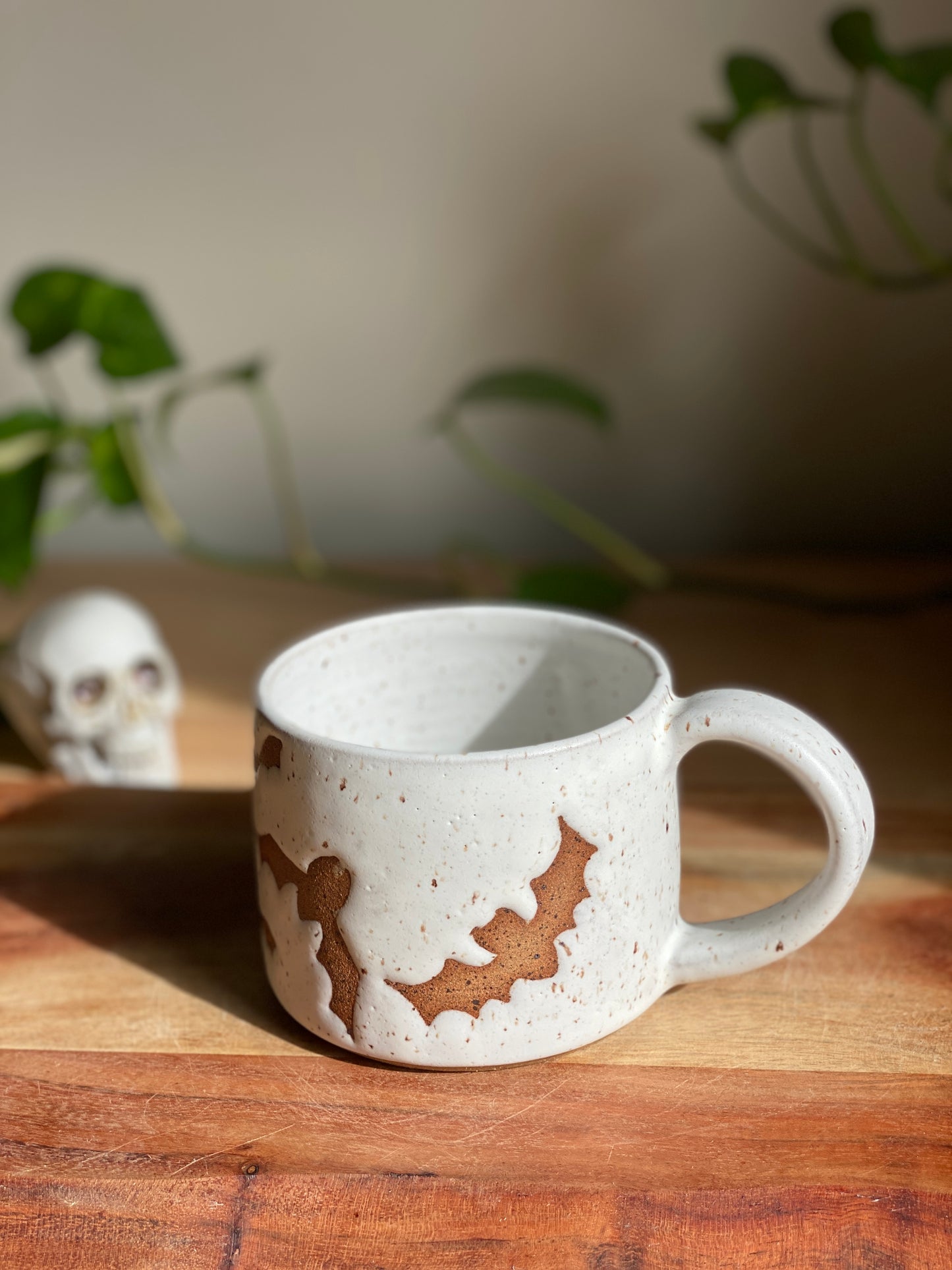 Skull and Bat White Mug