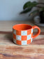 Matte Orange Checkered Ghost Mug B