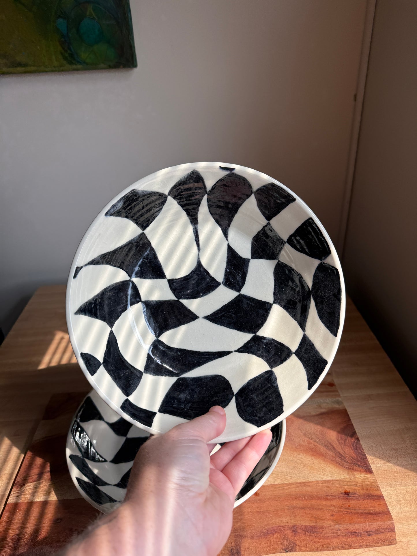Wavy Checkered Bowl/Plate Set