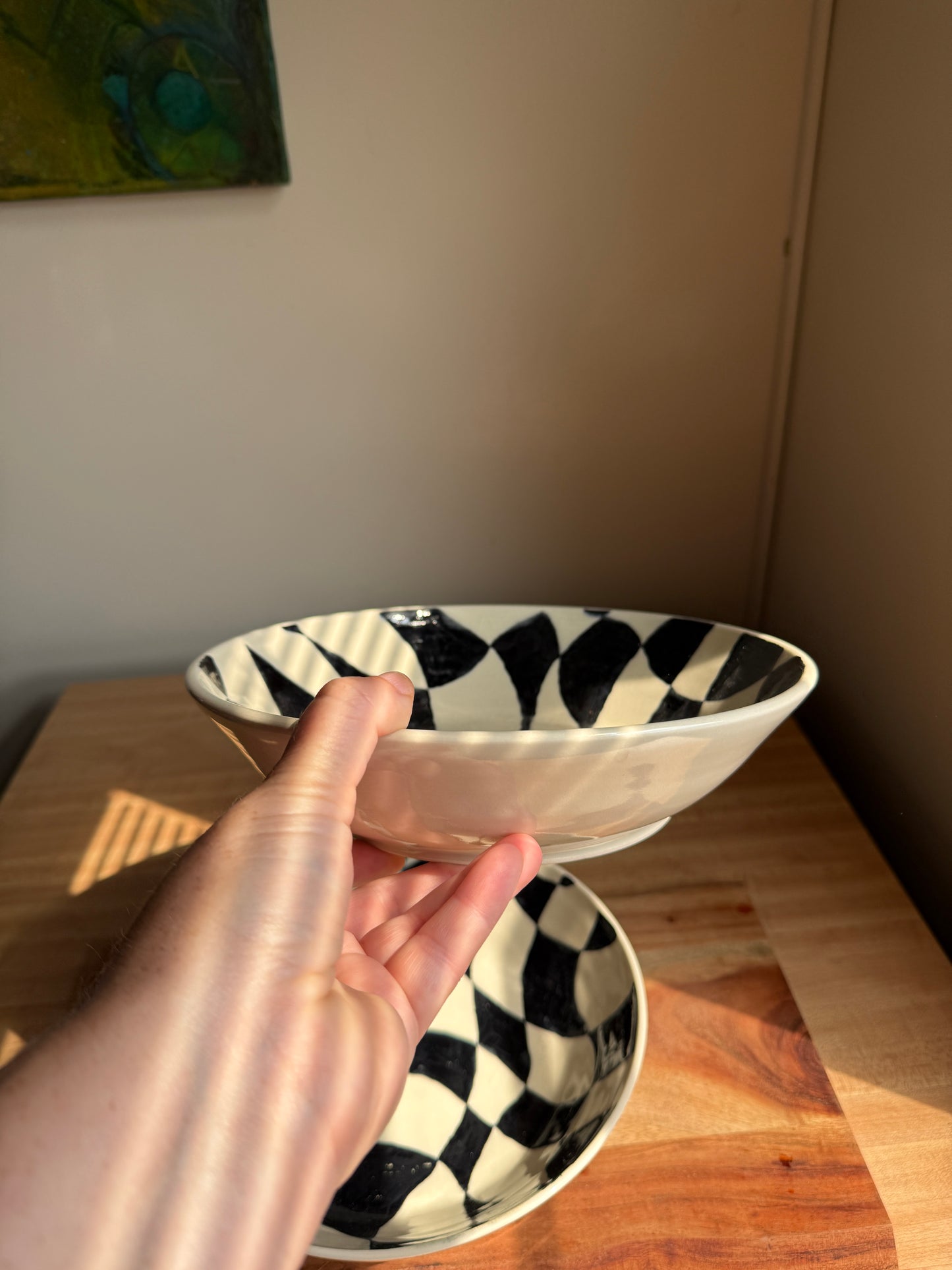 Wavy Checkered Bowl/Plate Set