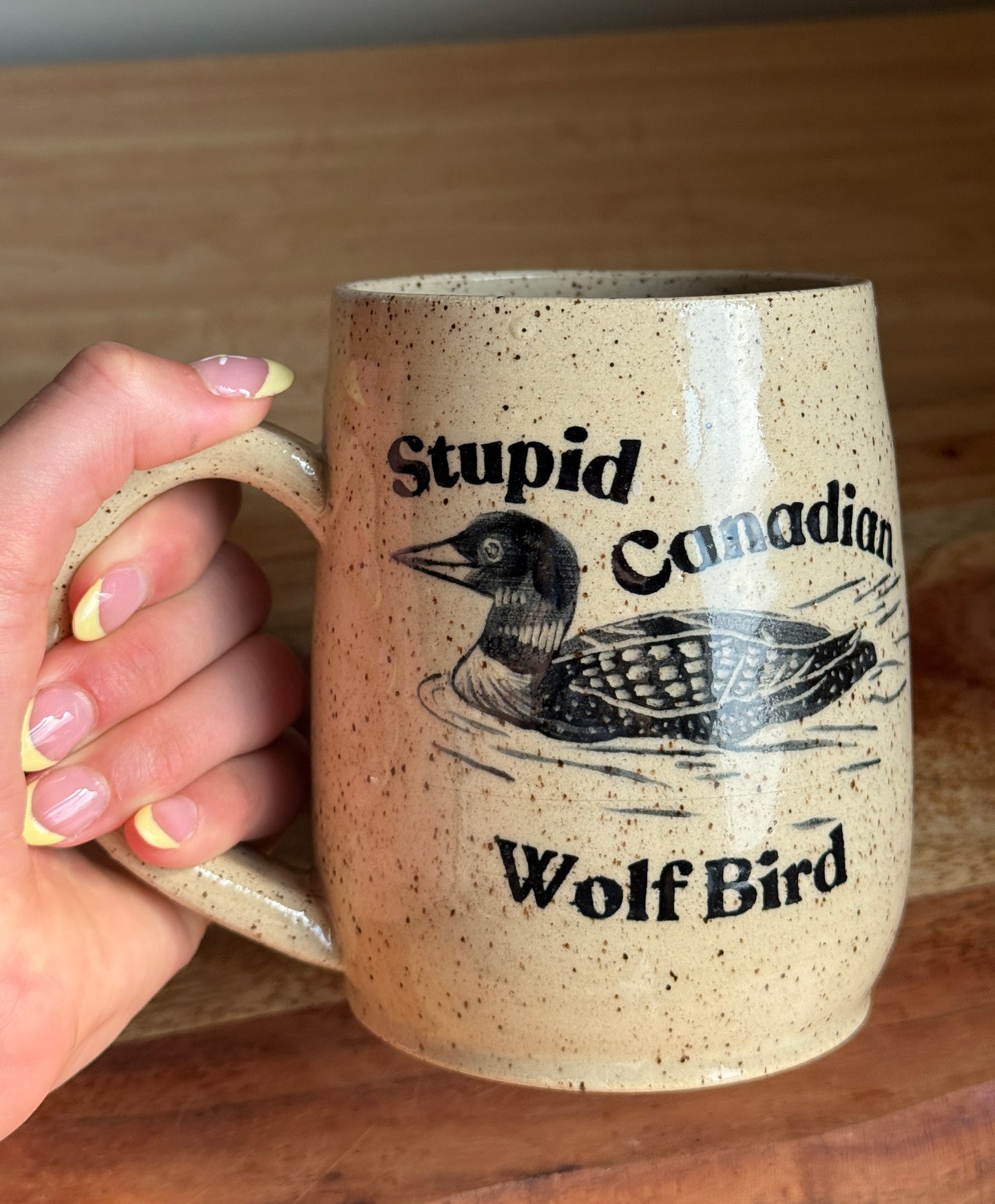 Stupid Canadian Wolf Bird Mug B