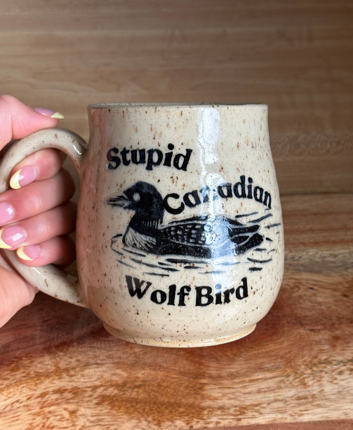 Stupid Canadian Wolf Bird Mug E