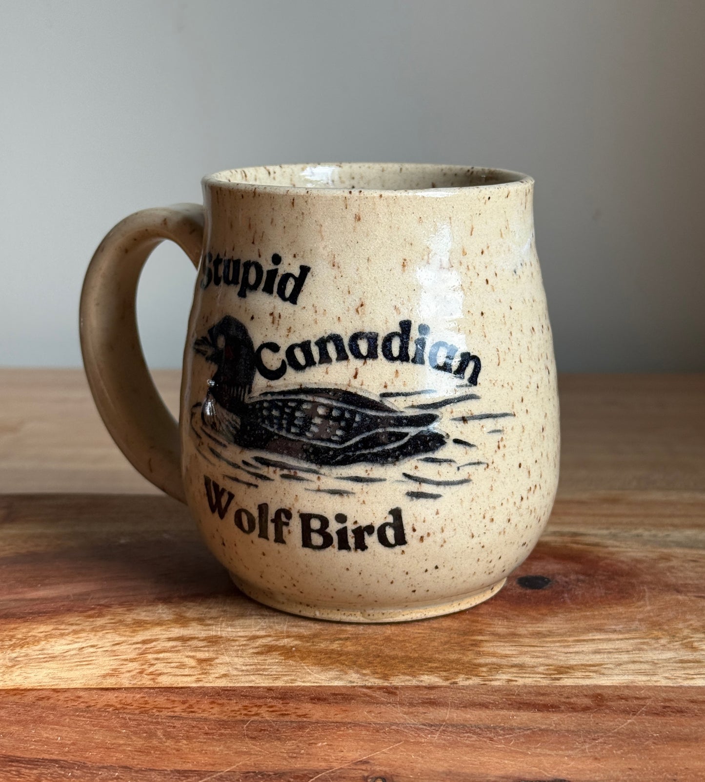 Stupid Canadian Wolf Bird Mug E
