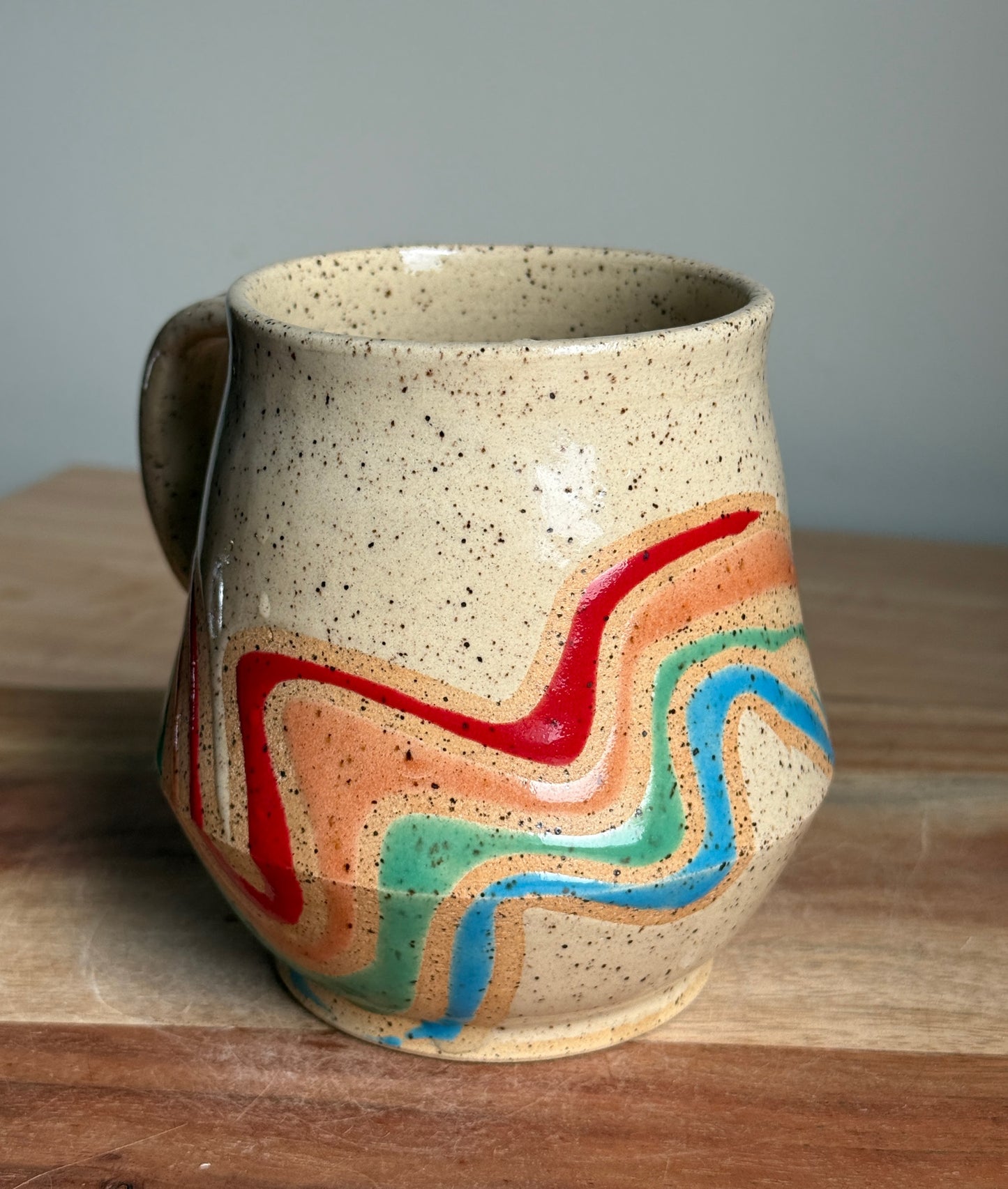 Swirly Handled Rainbow Mug