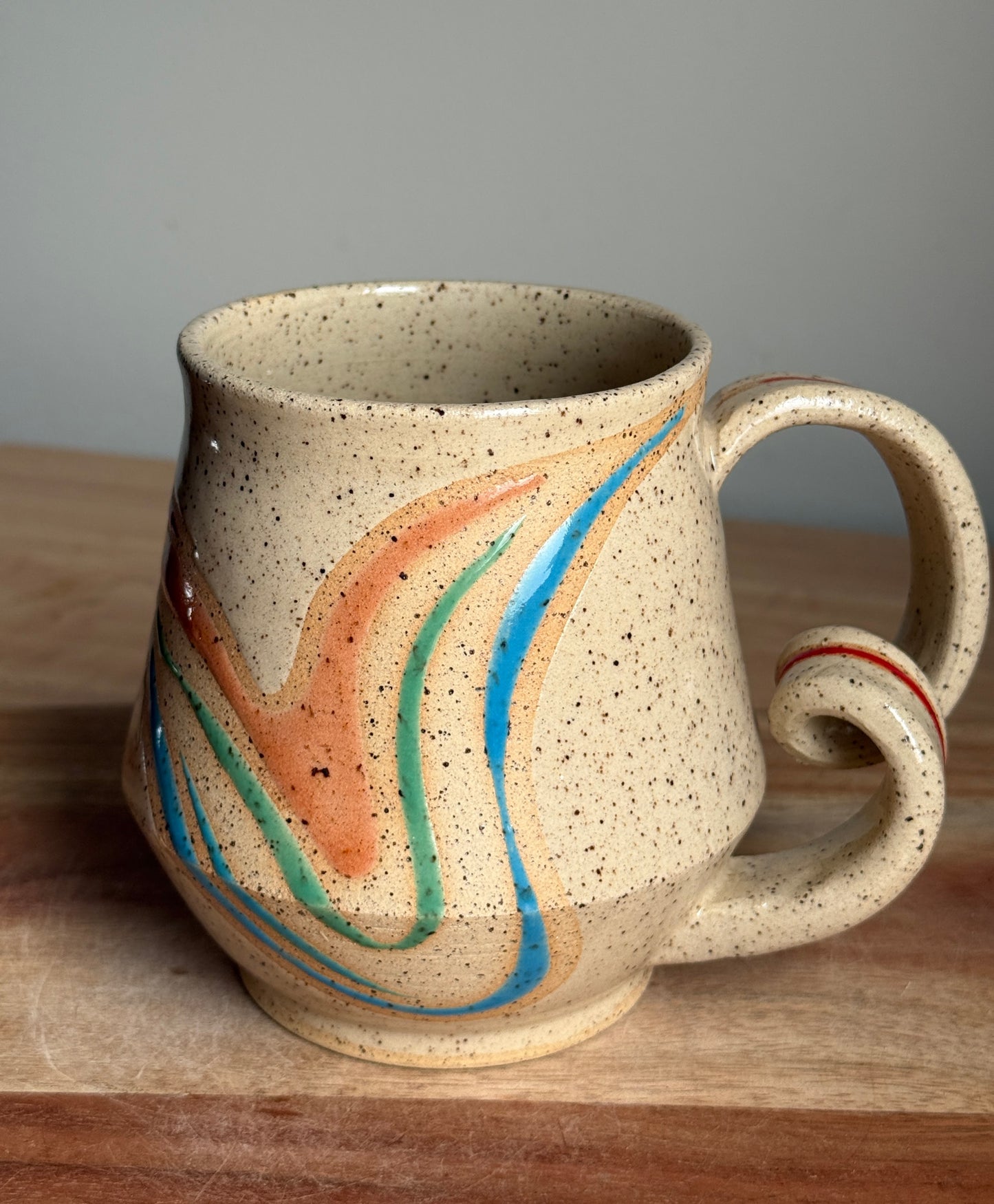 Swirly Handled Rainbow Mug