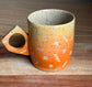 Funky Handled Orange Ombre Mug with Retro Pattern