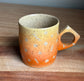 Funky Handled Orange Ombre Mug with Retro Pattern