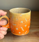 Funky Handled Orange Ombre Mug with Retro Pattern