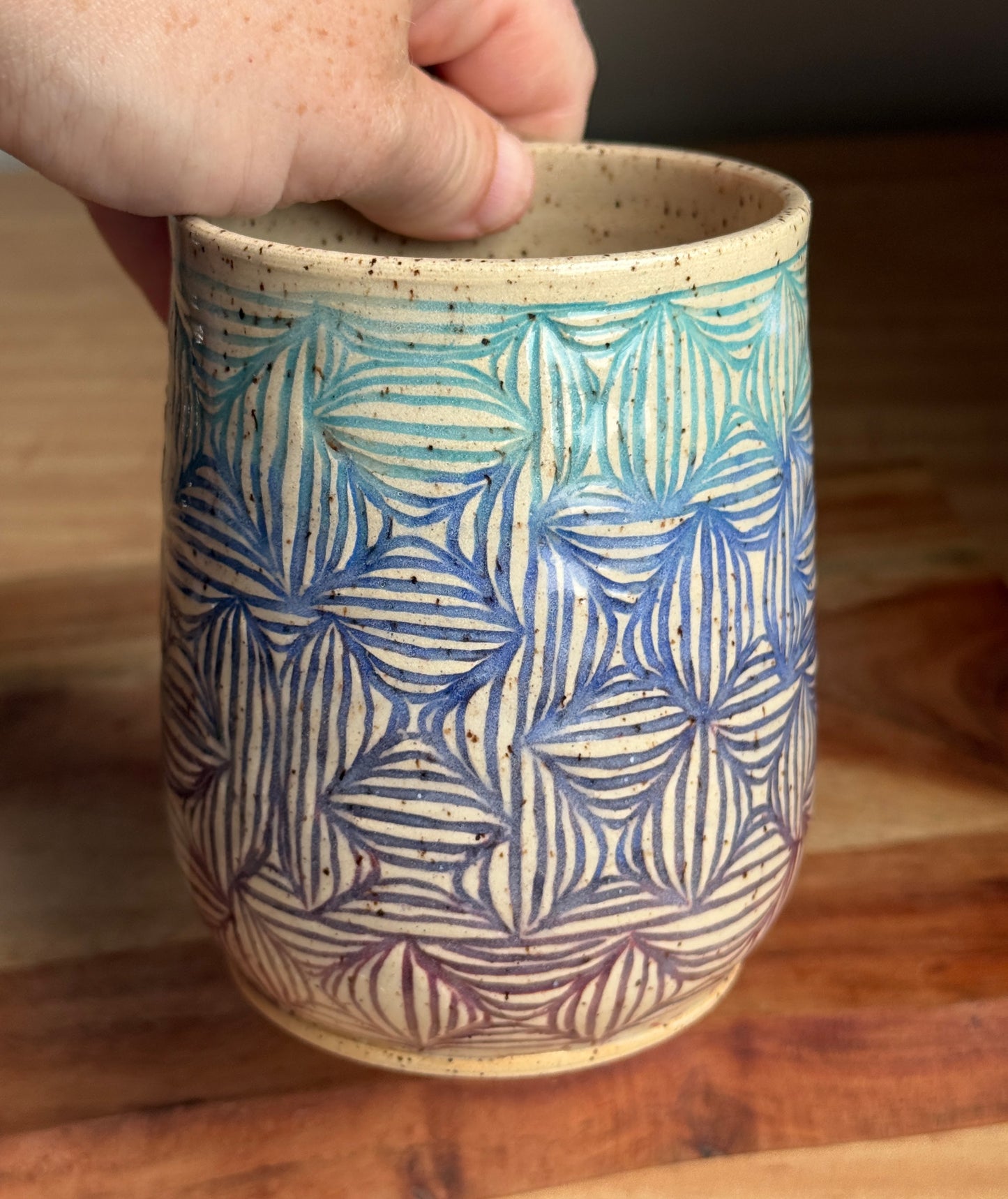 Abstract Carved Mug (Purple/Blue)