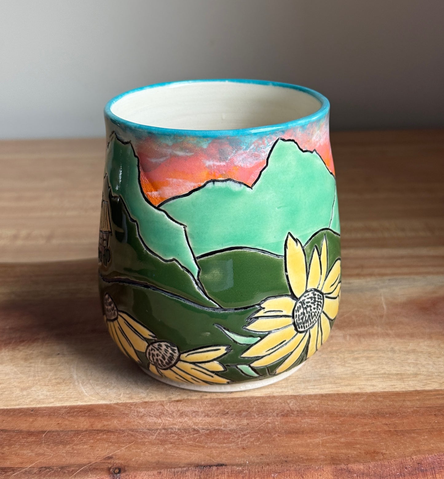 Mountain and Cabin Scene Mug