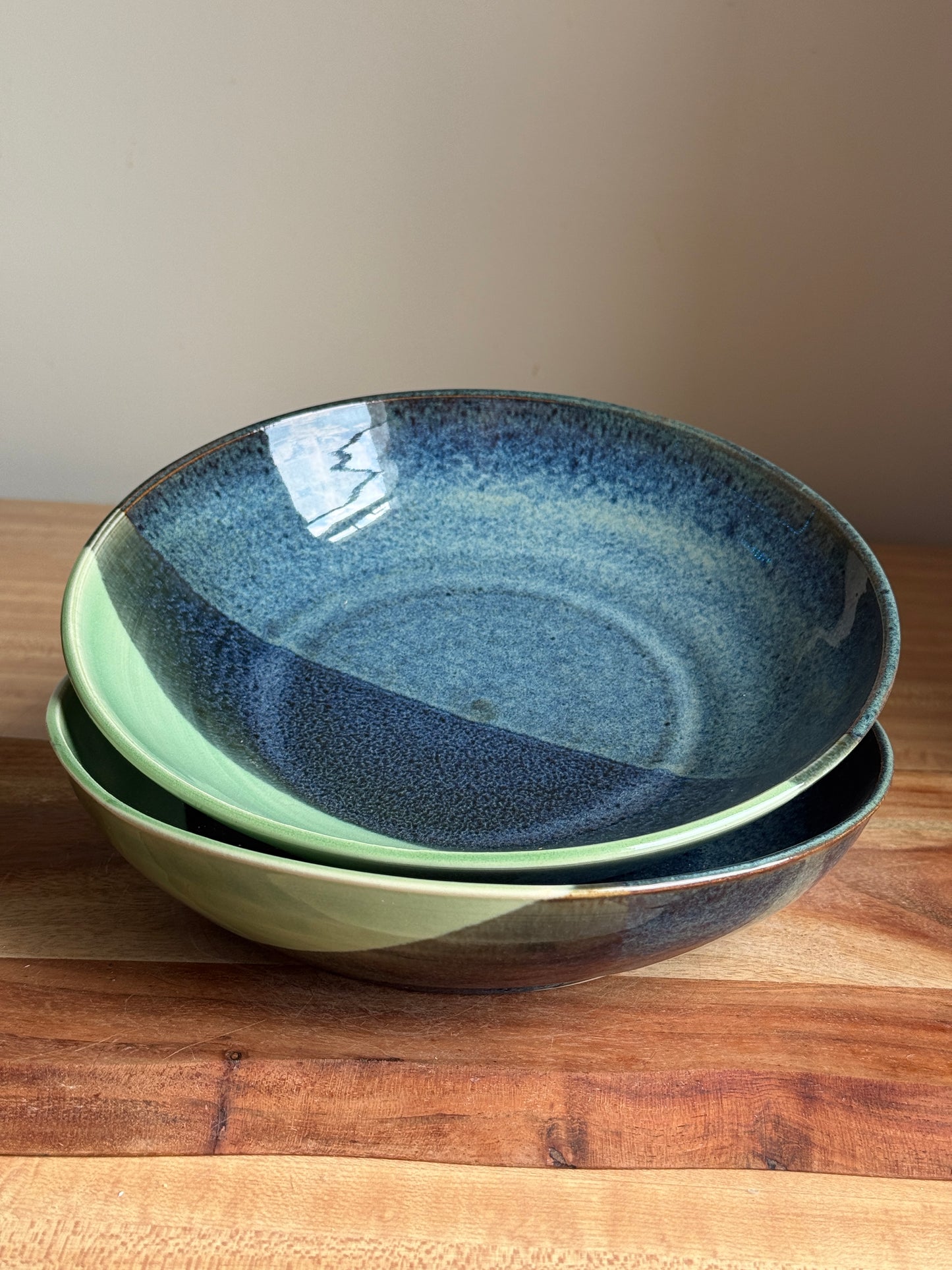 Blue/Green Wide Bowl Set