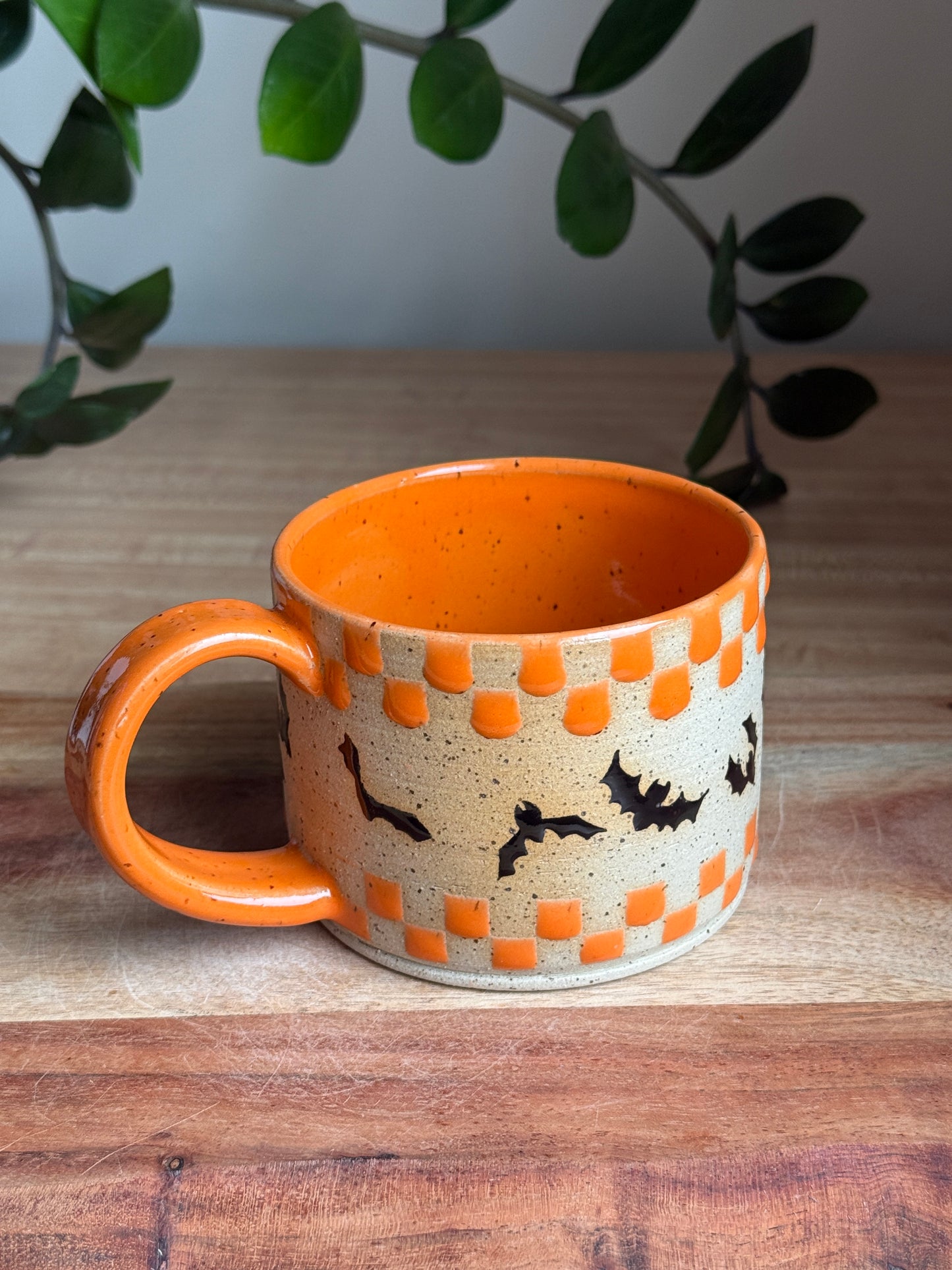 Orange Checkered Mug w. Bats