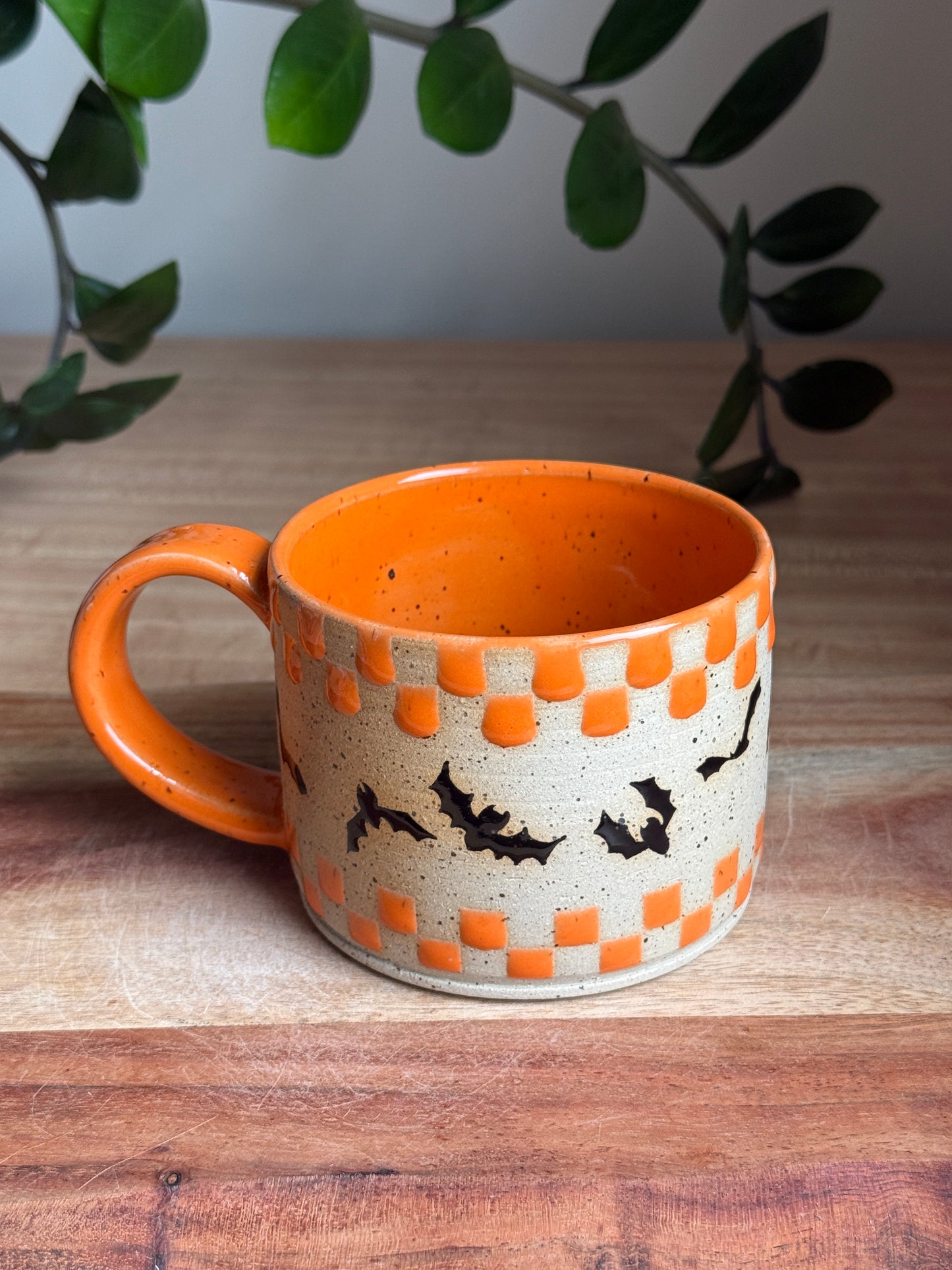 Orange Checkered Mug w. Bats